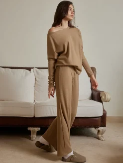 Ribbed Drawstring Shift Pants Set