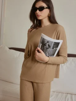 Ribbed Drawstring Shift Pants Set
