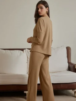 Ribbed Drawstring Shift Pants Set