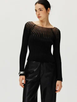 Ribbed Hollow Sweater