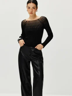 Ribbed Hollow Sweater