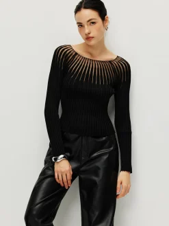 Ribbed Hollow Sweater