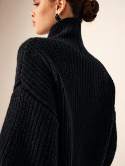 Ribbed Lapel Button Knit Outerwear