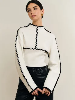 Ribbed Lettuce Trim Knit Top