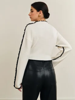 Ribbed Lettuce Trim Knit Top