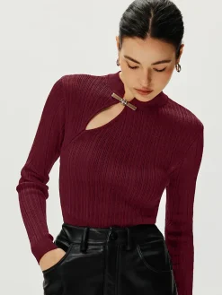 Ribbed Metal Knotted Sweater
