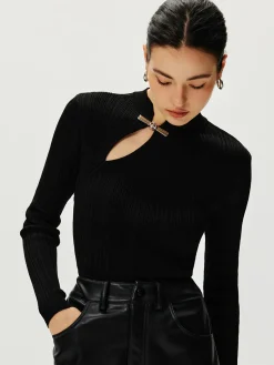 Ribbed Metal Knotted Sweater