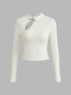 Ribbed Metal Knotted Sweater