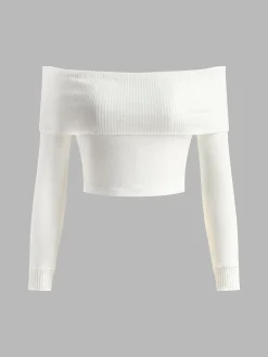 Ribbed Off Shoulder Knit Top