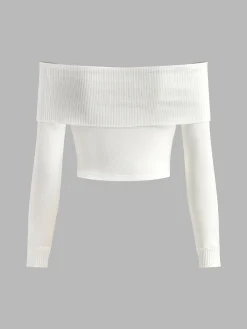 Ribbed Off Shoulder Knit Top
