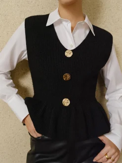 Ribbed Ruffle Sweater Vest