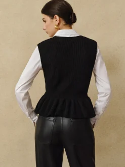 Ribbed Ruffle Sweater Vest