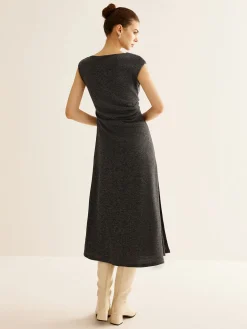 Ribbed Sleeveless Pleated Slim Dress