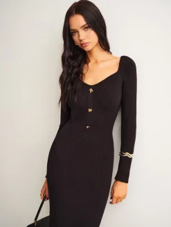 Ribbed Slim Sweater Midi Dress