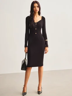Ribbed Slim Sweater Midi Dress