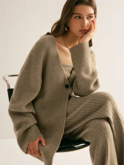 Ribbed Strapless Slit Sweater Vest