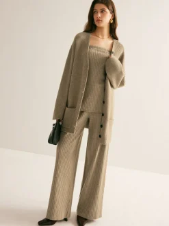 Ribbed Strapless Slit Sweater Vest