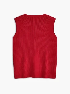Ribbed Tie Neck Sweater Vest