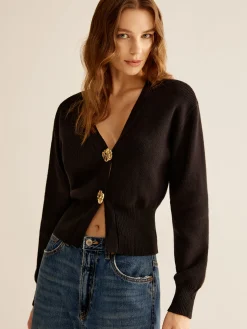 Ribbed V-Neck Cinched Cardigan