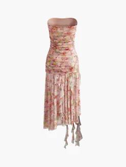 Romance Mesh Ruffle Tube Dress