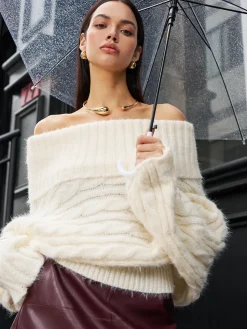 Romance Off-Shoulder Twist Sweater