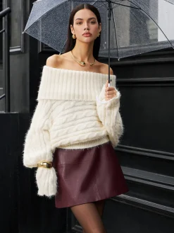Romance Off-Shoulder Twist Sweater