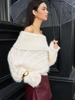 Romance Off-Shoulder Twist Sweater
