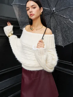 Romance Off-Shoulder Twist Sweater