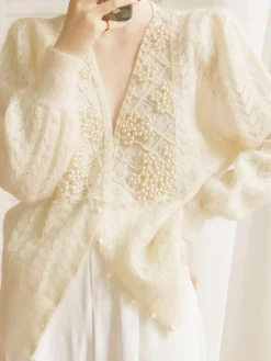 Romance Pearl Beaded Cardigan