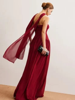 Romance Ruched Long-Ribbon Tube Dress