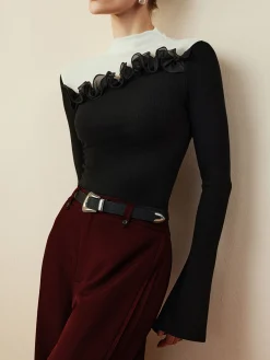 Romance Stand Collar Ruffle Blouse