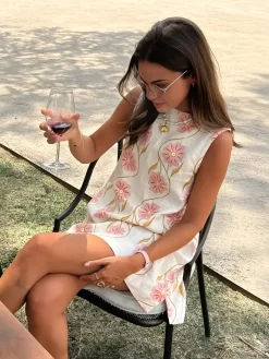 Romantic Print Sleeveless Short Dress