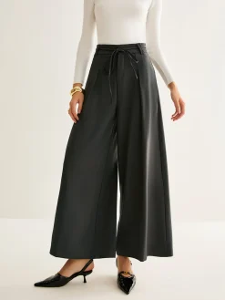 Rope Belt Wide-Leg Pants