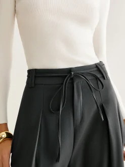 Rope Belt Wide-Leg Pants