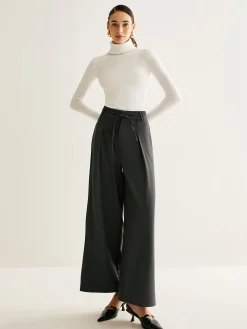Rope Belt Wide-Leg Pants