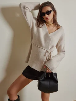 Rope Belted Wrap Cardigan