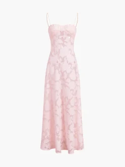 Rosalia Semi-sheer Floral Mesh Long Dress