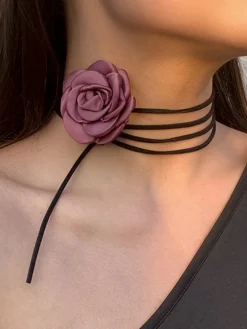 Rosette Bud Choker Necklace