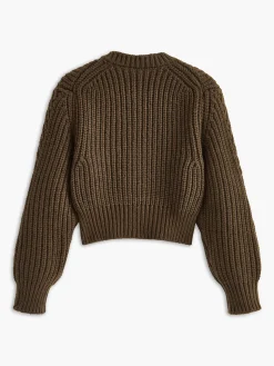 Round Neck Metal-Detail Crop Cardigan