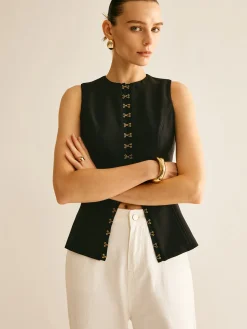 Round Neck Metal-Detail Vest