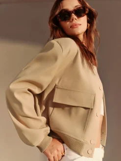 Round Neck Pockets Jacket