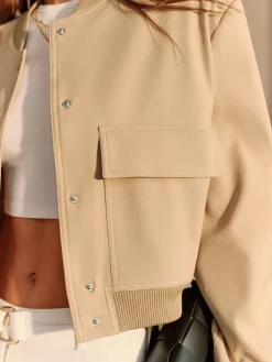 Round Neck Pockets Jacket