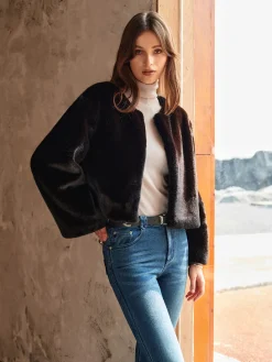 Round Neck Soft Faux Fur Coat