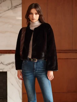 Round Neck Soft Faux Fur Coat