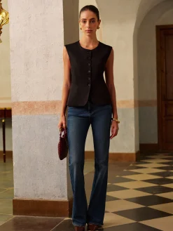 Round Neck Split Button Vest