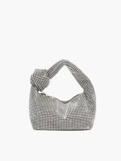 Rounded Rhinestone Knotted Bag