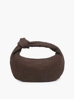 Rounded Woven Knotted Suede Bag