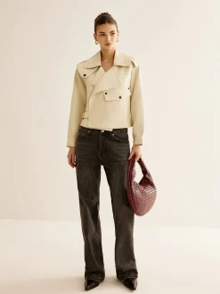 Rounded Woven Zipper Handbag