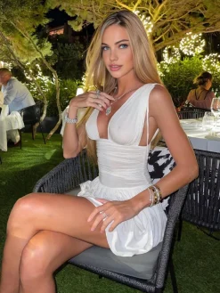 Ruched Drawstring Short Dress