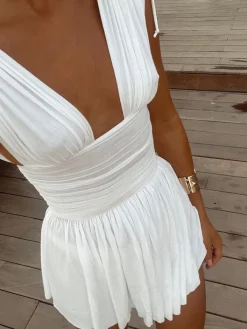 Ruched Drawstring Short Dress